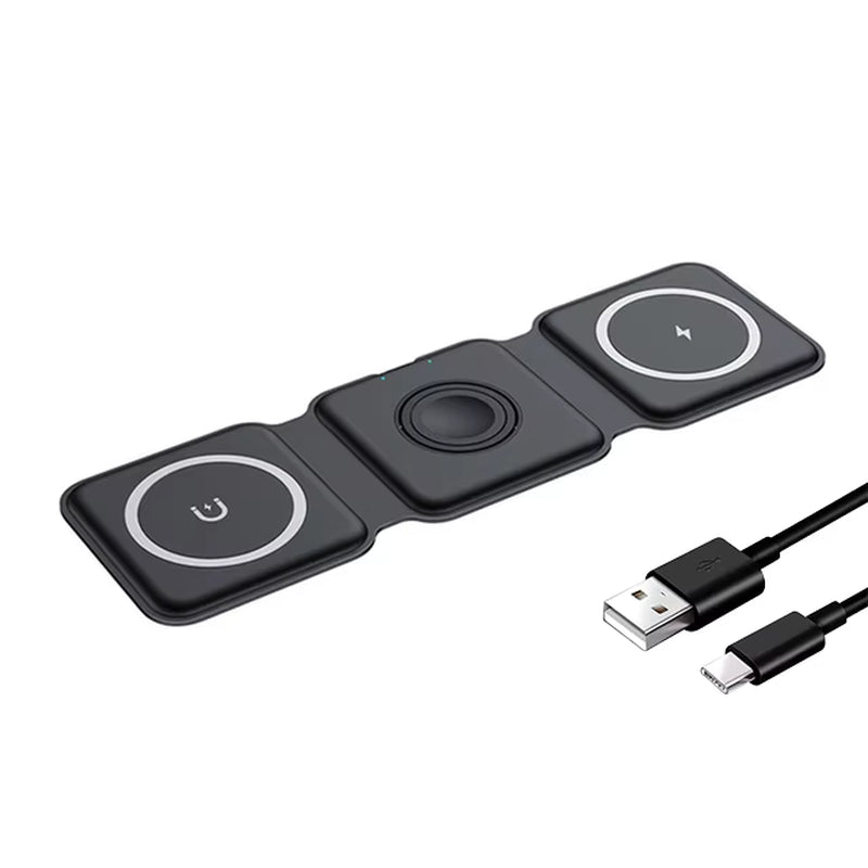 3In1 Foldable Wireless Charger Fast Charging Station for Iphone 15 14 13Holder Magnetic Charger Stand Dock for Apple Watch S8/7